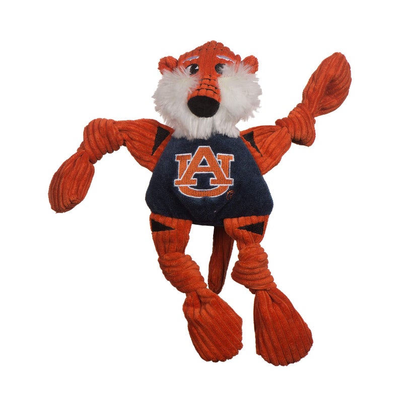 HuggleHounds Knottie Plush Dog Toy - Stuffed Animal Toy, Puppy Toys, Squeaky Dog Toy for Small, Medium & Large Dogs, Durable Plush to Keep Busy, Officially Licensed - Aubie The Tiger, Small - Image 1